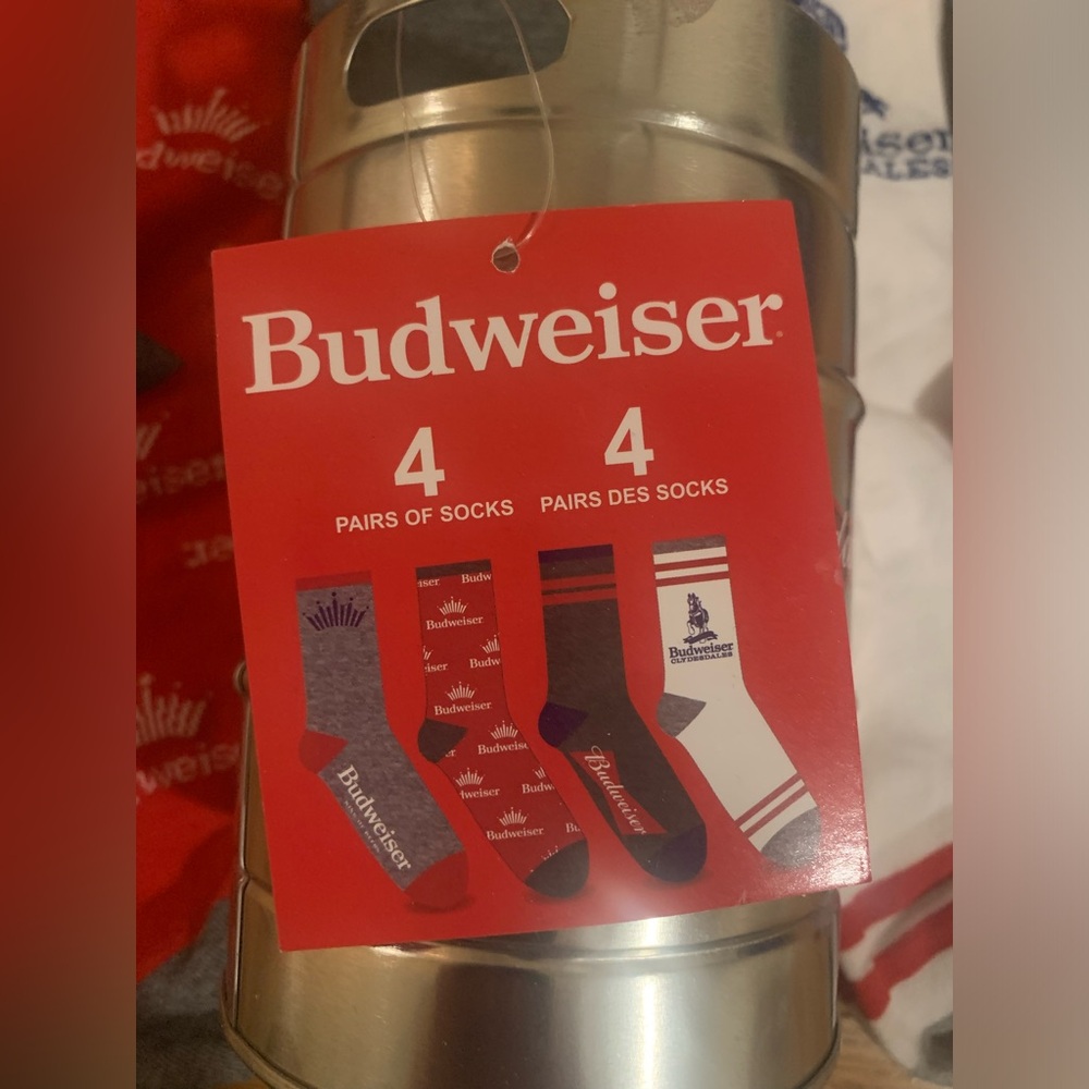 4pk Budweiser Men’s Crew Socks